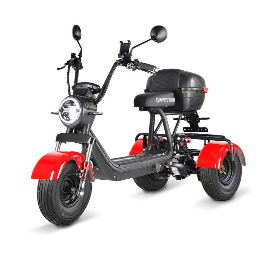 Электротрицикл WHITE SIBERIA TRIKE MINI RED 1500W Шоссейные колёса фото 1