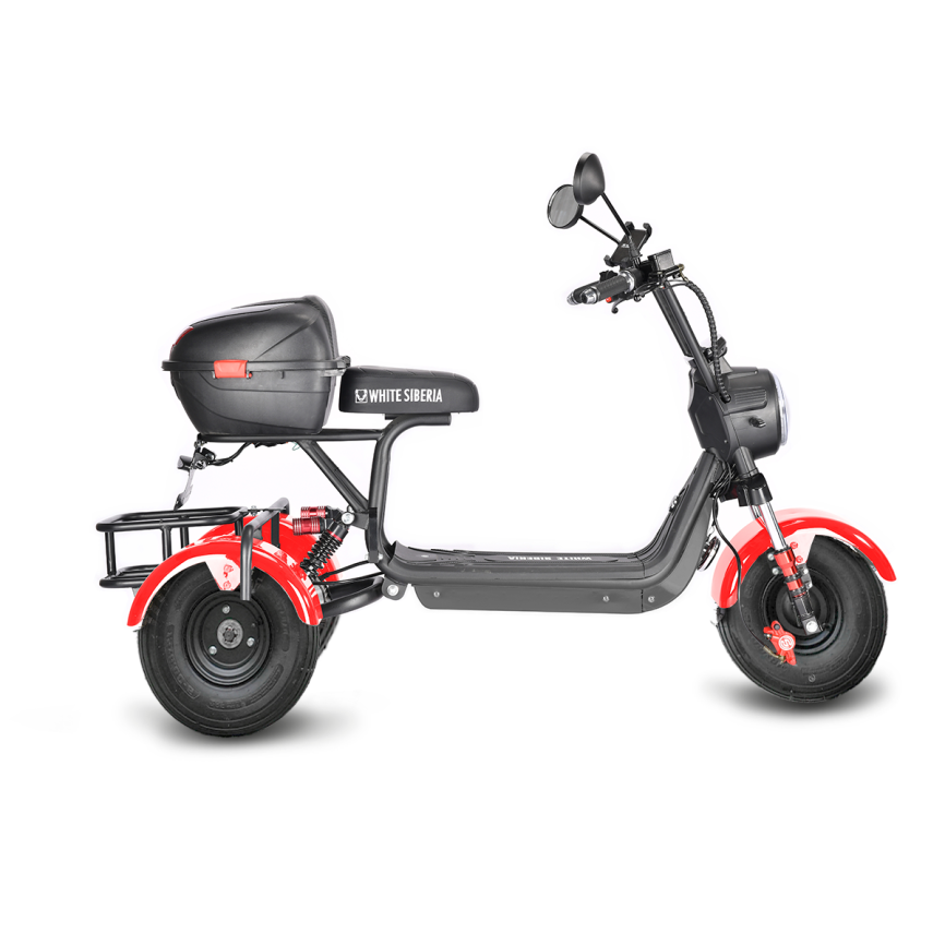 Электротрицикл WHITE SIBERIA TRIKE MINI RED 1500W Шоссейные колёса фото 4