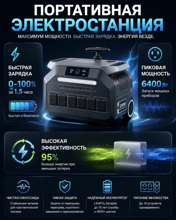Портативная электростанция eDro LFP 3200 W фото 5