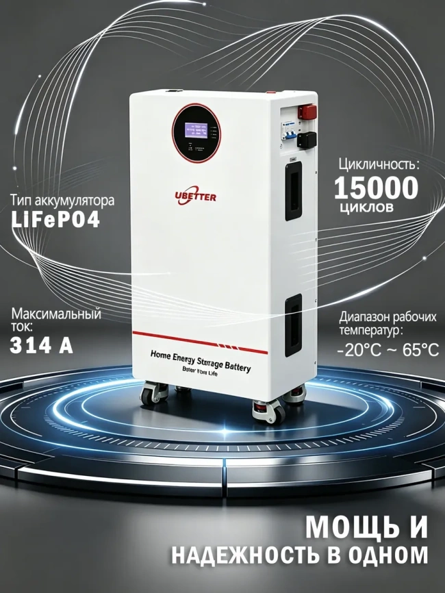 Домашняя стационарная аккумуляторная станция Ubetter 15 кВт*ч / 11000 Вт фото 8