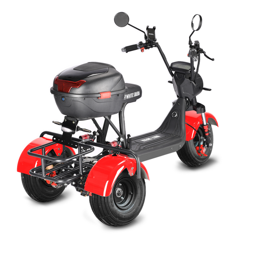 Электротрицикл WHITE SIBERIA TRIKE MINI RED 1500W Шоссейные колёса фото 6